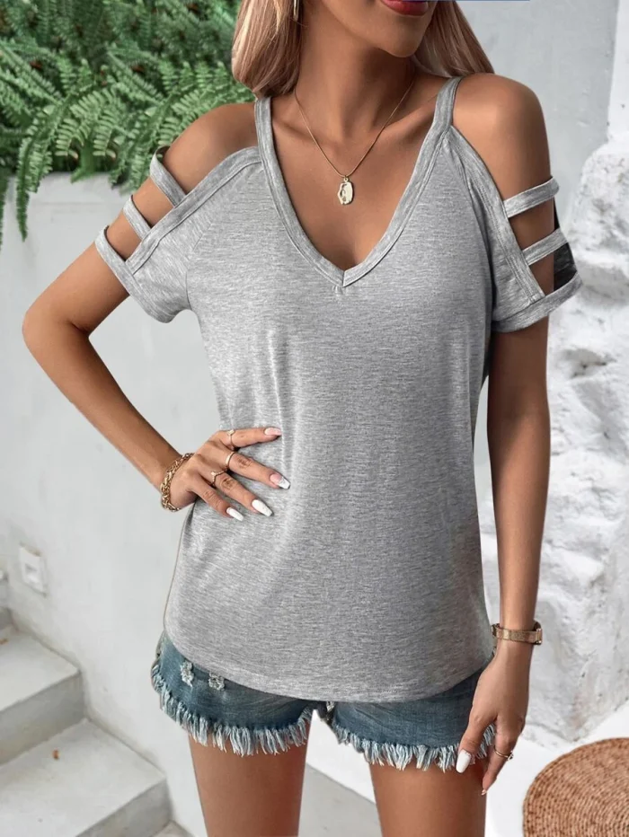 Cut Out Cold Shoulder Tee - Image 4