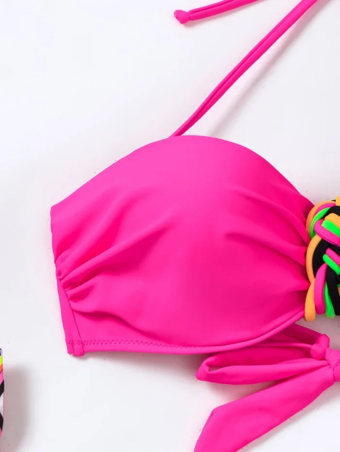 Geo Print Halter Tie Side Bikini Swimsuit - Image 5