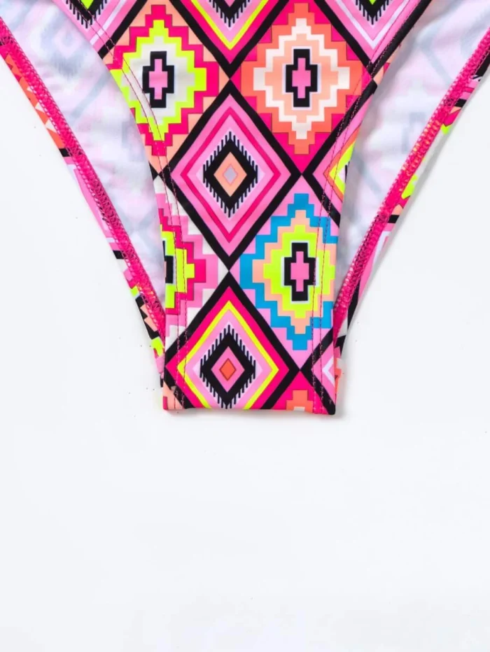 Geo Print Halter Tie Side Bikini Swimsuit - Image 6