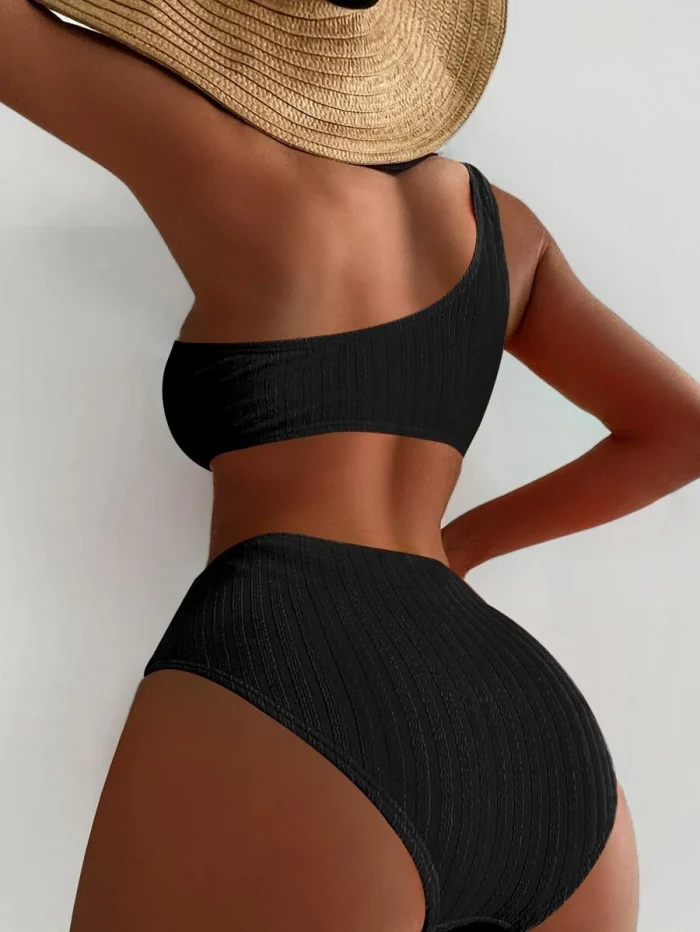 One Shoulder High Waisted Bikini Swimsuit - Image 2