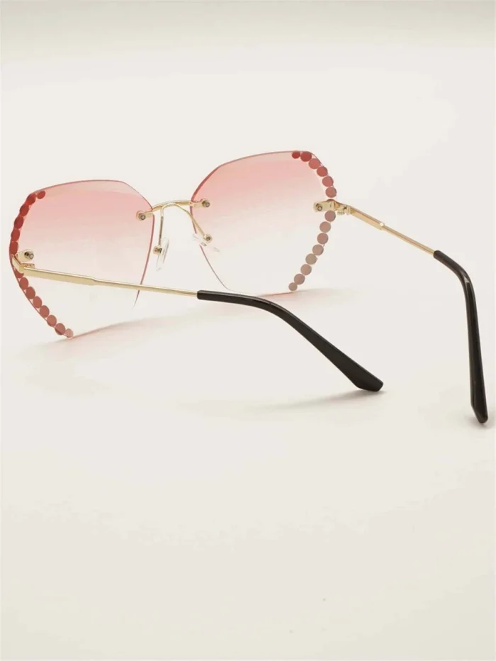 Rhinestone Decor Rimless Fashion Glasses - Image 2