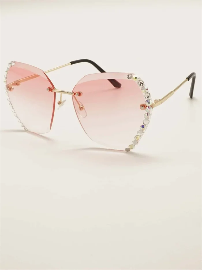 Rhinestone Decor Rimless Fashion Glasses - Image 5