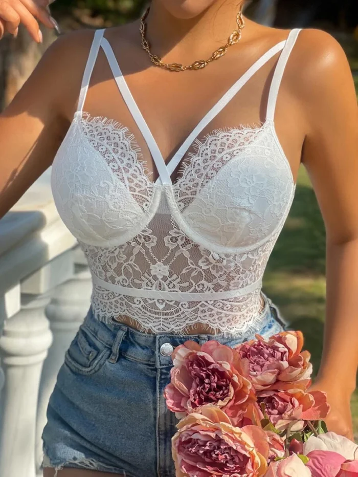 SHEIN BAE Lace Bustier Crop Cami Top