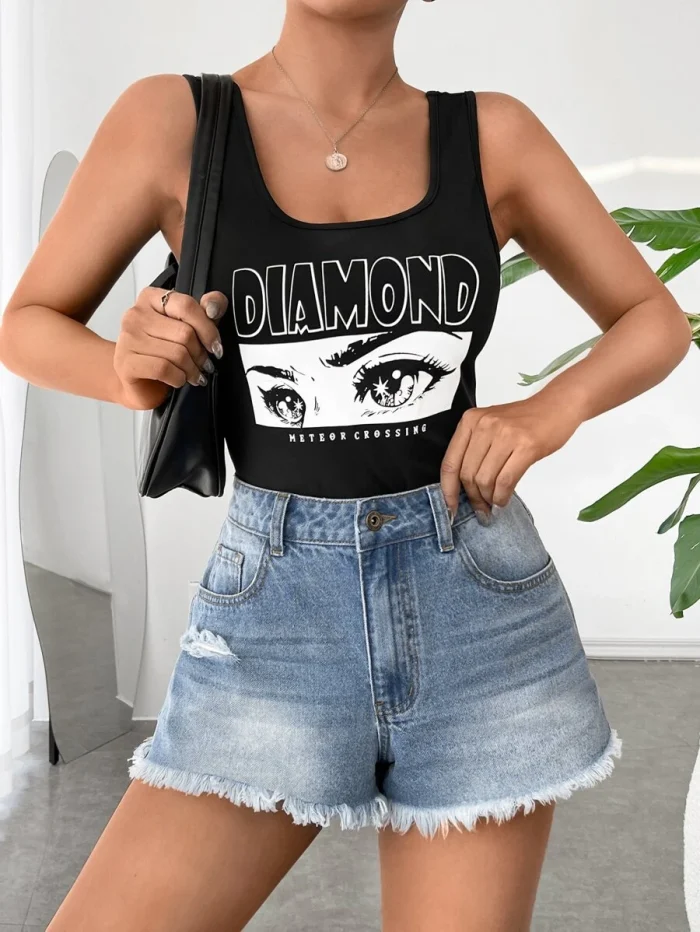 SHEIN EZwear Letter Graphic Tank Top