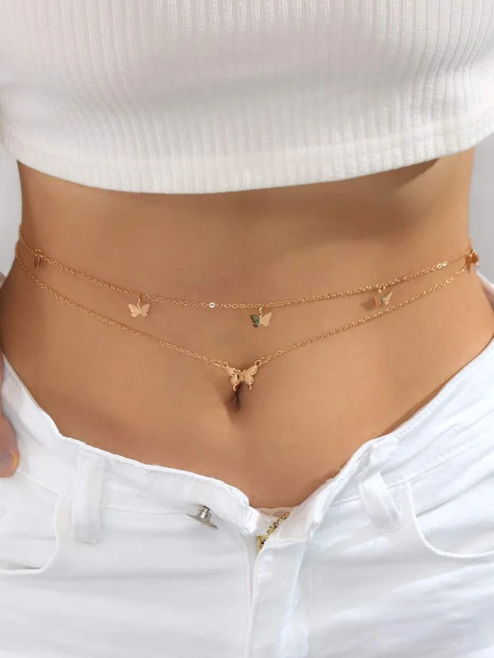 2pcs/set Butterfly Decor Waist Chain