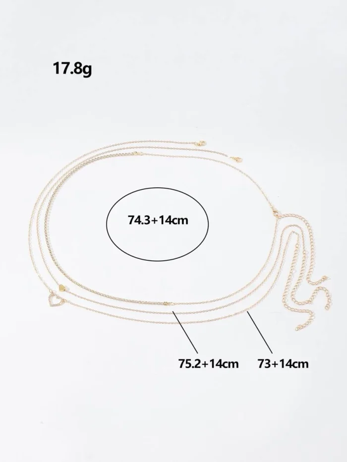 3pcs Rhinestone Heart Decor Waist Chain - Image 4