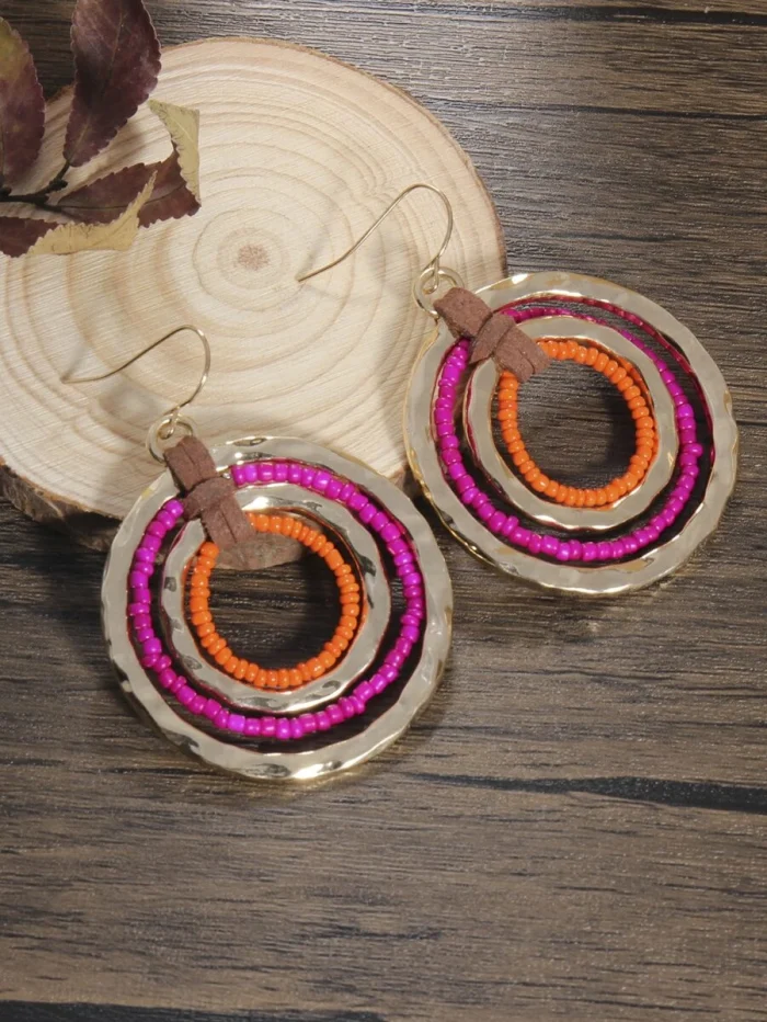 Beaded Circle Drop Earrings