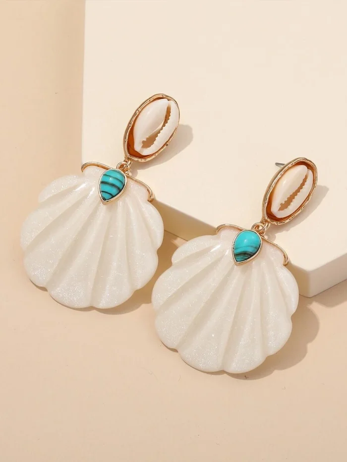 Resin Shell Drop Earrings
