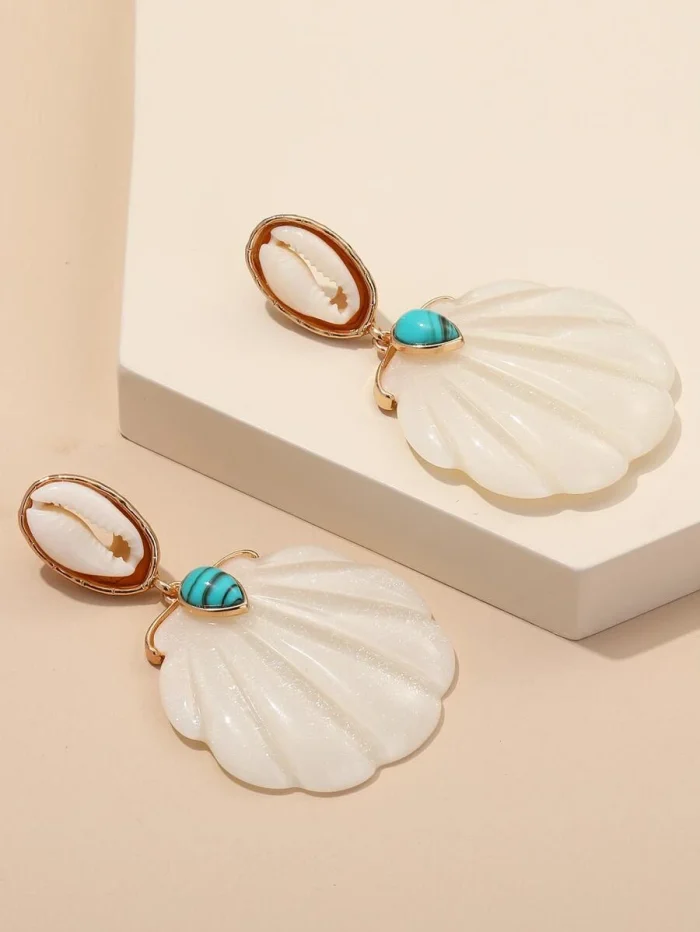 Resin Shell Drop Earrings - Image 2
