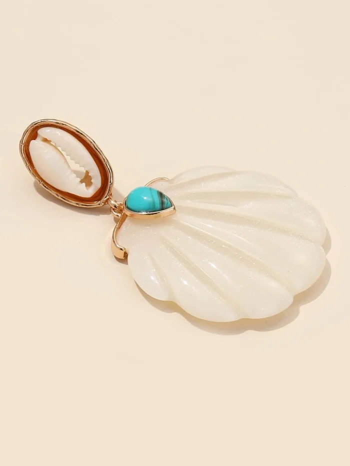 Resin Shell Drop Earrings - Image 3