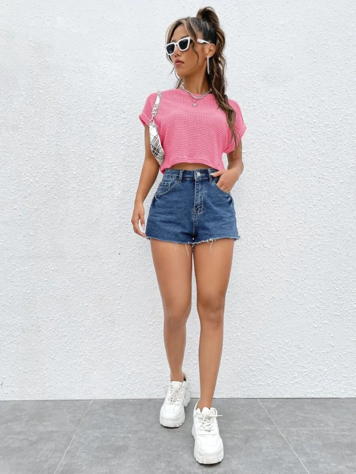SHEIN EZwear Batwing Sleeve Textured Tee - Image 5