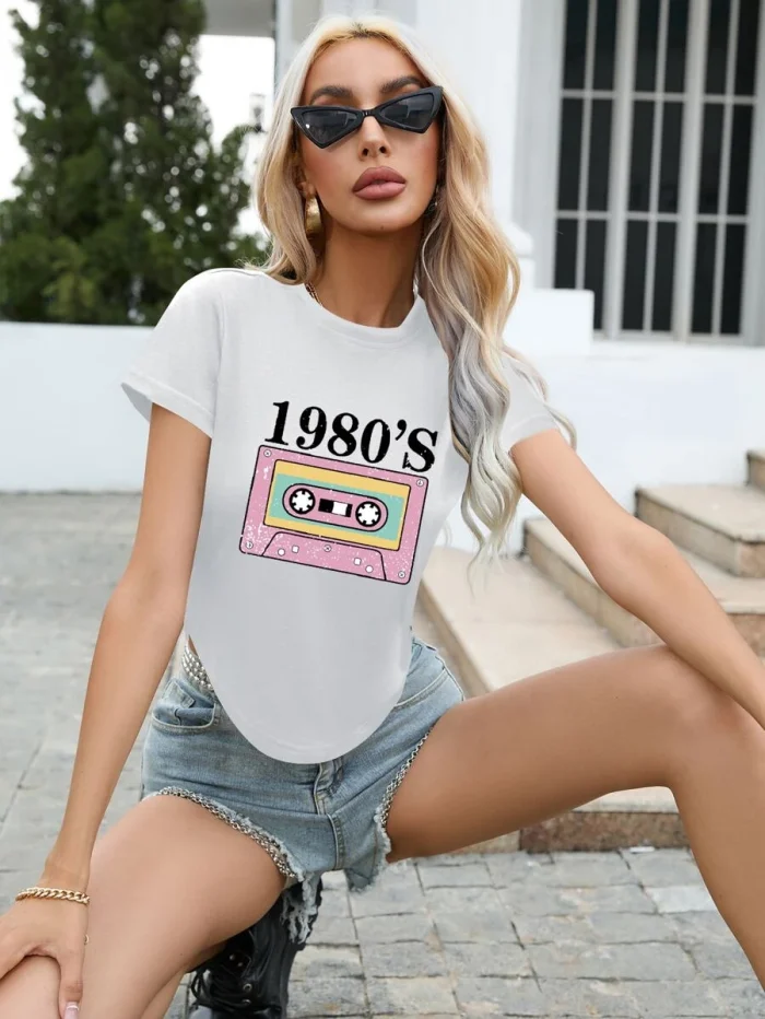 SHEIN Unity Audiotape And Letter Graphic Tee