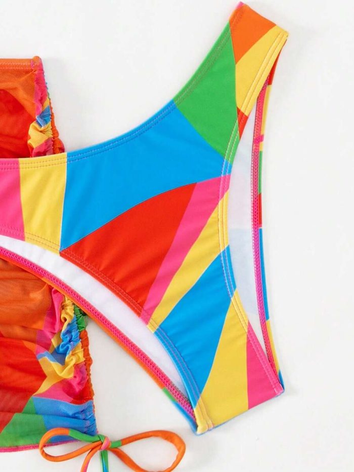 Allover Print Bikini Swimsuit With Beach Skirt - Image 6