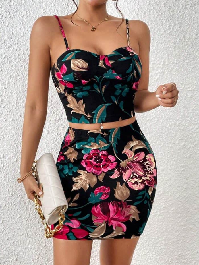 SHEIN Unity Floral Print Cami Top & Bodycon Skirt - Image 5