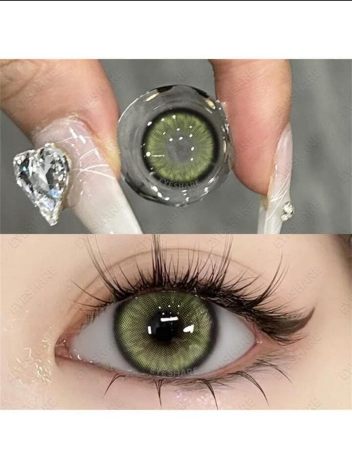 1 Pair Disposable Soft Contact Lens, Natural Big Diameter Colored Lenses, Suitable For Dating And Daily Wear Green - Image 3