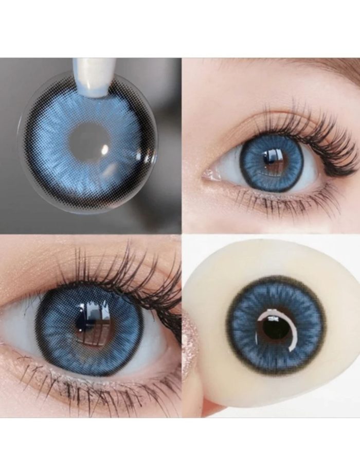 1 Pair Soft Colored Contact Lenses With Large Diameter, One-year Disposable, Suitable For Dating And Daily Wear Blue