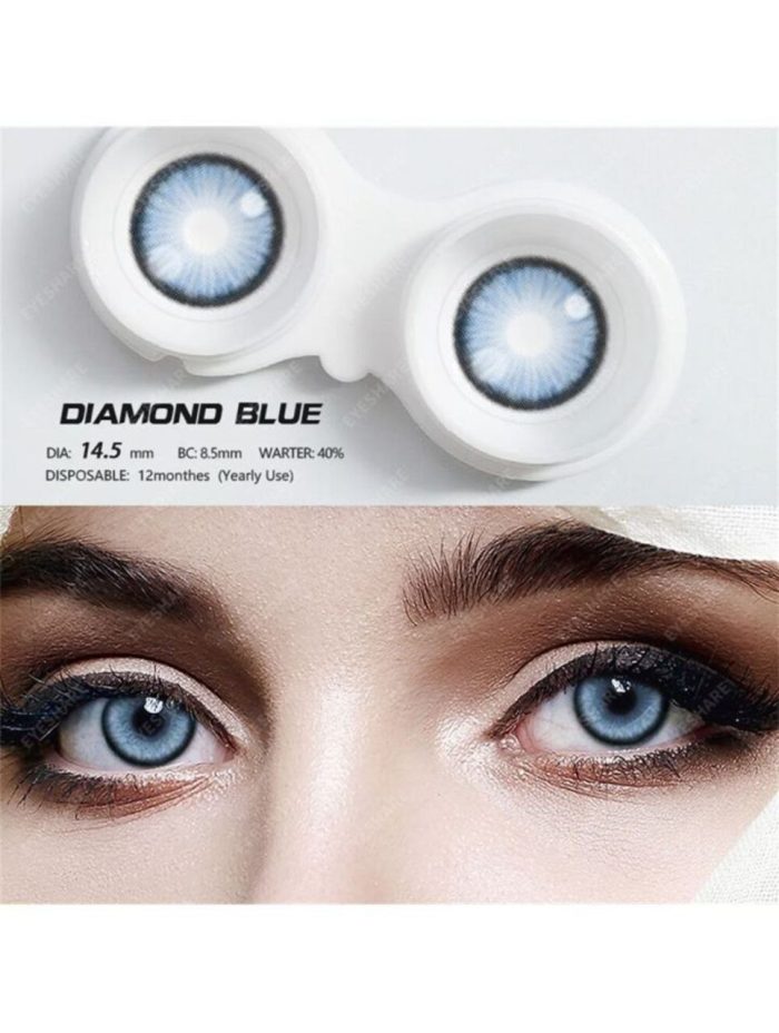 1 Pair Soft Colored Contact Lenses With Large Diameter, One-year Disposable, Suitable For Dating And Daily Wear Blue - Image 4