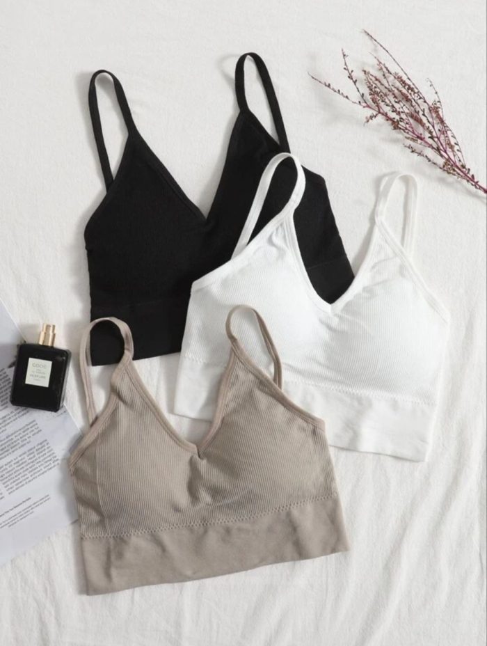 3pack Solid Rib Bralette Set