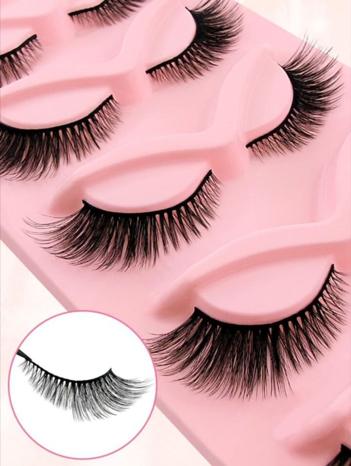 5 Pairs Full False Lashes Cat Eye Look - Image 6