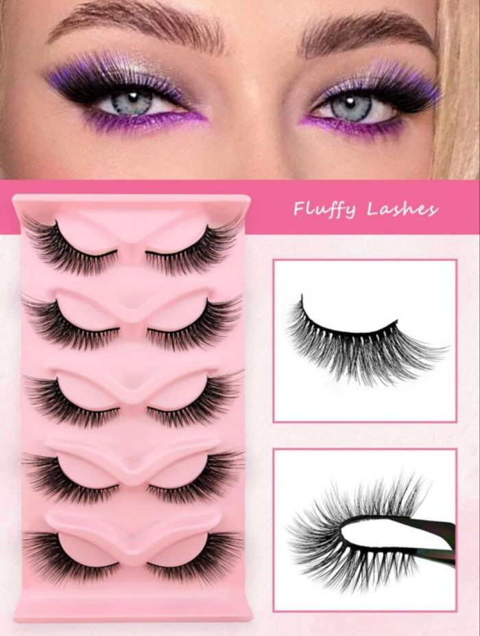 5 Pairs Full False Lashes Cat Eye Look - Image 8