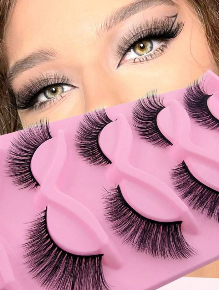 False Eyelashes, 5pairs Fluffy Volumized Eyelashes Lashes Dramatic Look 3D Wispy Faux Mink Lashes - Image 3