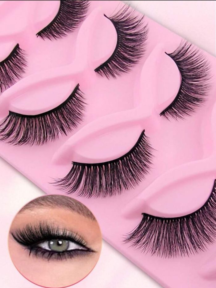 False Eyelashes, 5pairs Fluffy Volumized Eyelashes Lashes Dramatic Look 3D Wispy Faux Mink Lashes - Image 2