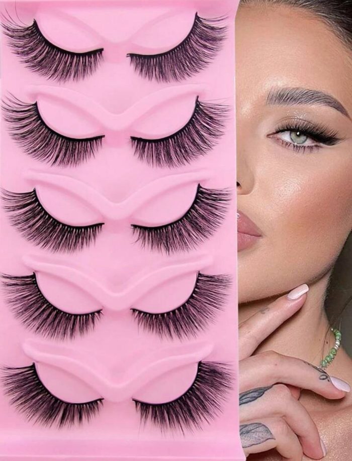 False Eyelashes, 5pairs Fluffy Volumized Eyelashes Lashes Dramatic Look 3D Wispy Faux Mink Lashes