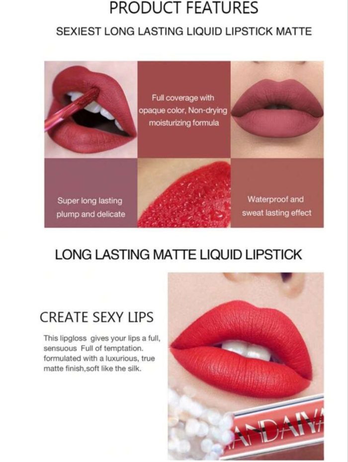 Liquid Lipcolor,Multi-Function Lip Gloss Set, 6pcs Long-Wearing Waterproof Lip - Image 7