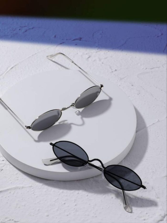 2pairs Oval Metal Frame Fashion Glasses - Image 5