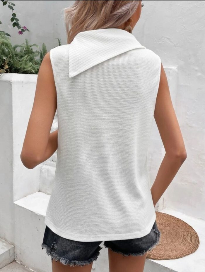 SHEIN Privé Mock Neck Button Detail Tank Top - Image 2