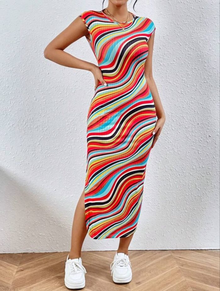 SHEIN VCAY Allover Print Split Thigh Dress - Image 3