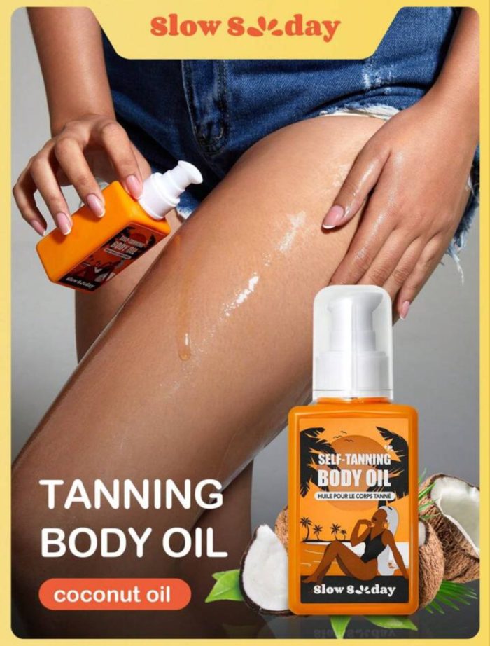 SlowSunday Sunless Tanner, Self-Tanning Oil for Face and Body, Golden Tanning without the Sun