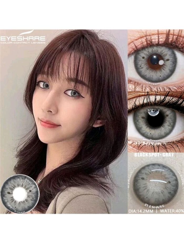 1 Pair Yearly Disposable Soft Colored Contact Lenses With Natural Black Border And Large Diameter For Dating Or Daily Wear Grey - Image 3