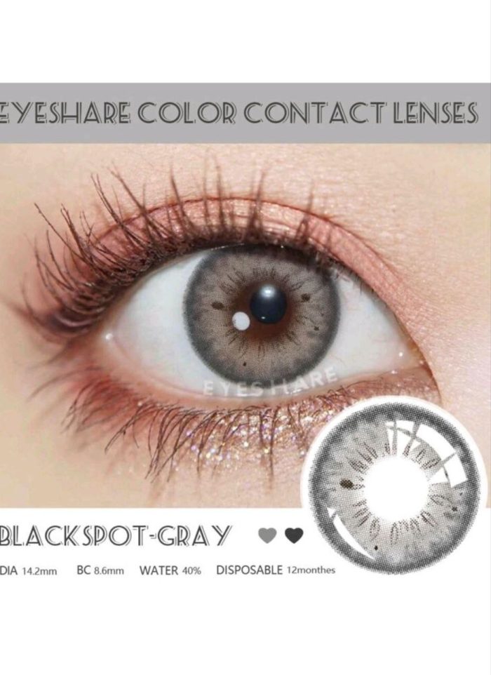 1 Pair Yearly Disposable Soft Colored Contact Lenses With Natural Black Border And Large Diameter For Dating Or Daily Wear Grey - Image 5