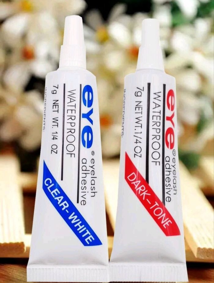 2 Pcs Eyelashes Adhesive Glue, Black + White Waterproof Super Strong Hold Clear Strip Eye Lash Adhesives,