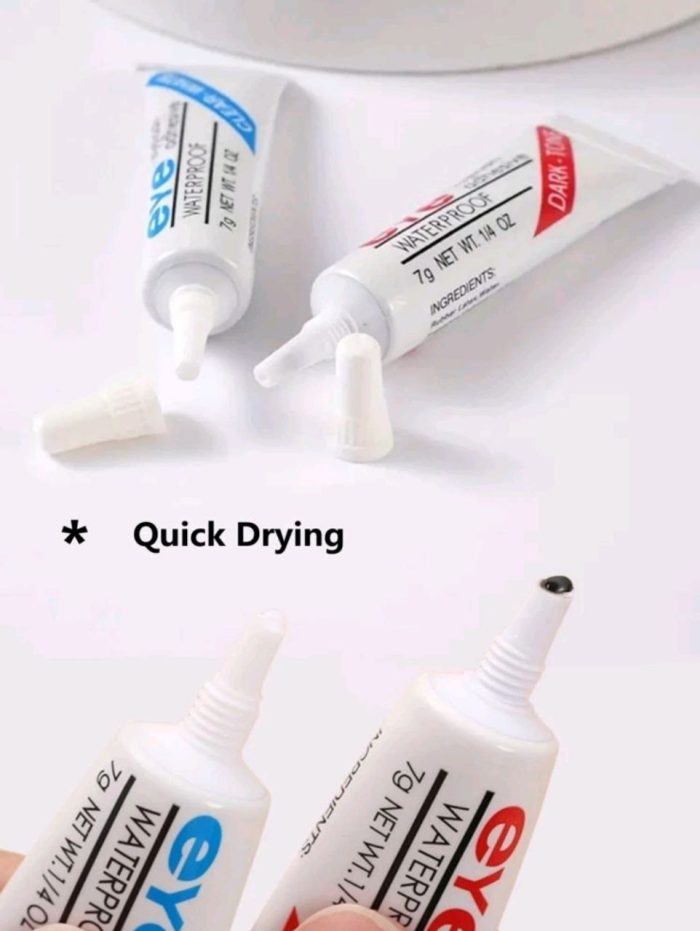 2 Pcs Eyelashes Adhesive Glue, Black + White Waterproof Super Strong Hold Clear Strip Eye Lash Adhesives, - Image 3