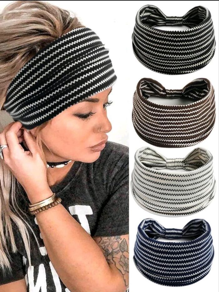 4pcs Striped Pattern Hair Band