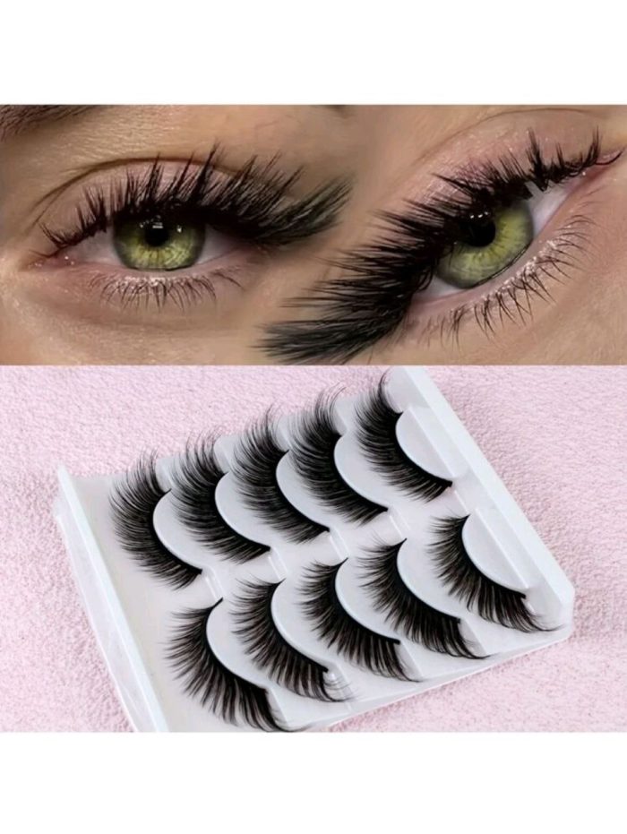 5pairs Winged Soft Faux Mink False Eyelashes, Foxy Eye/cat Eye Shape, Natural Look False Eyelashes
