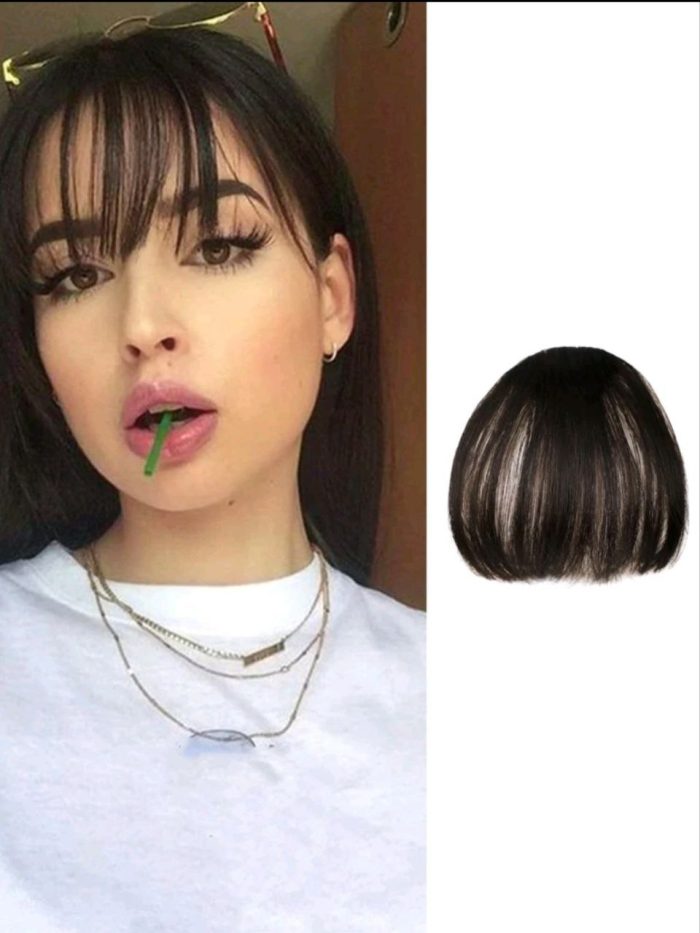 Bangs Hair Clip Slim Bangs Women's Wig Clip Air Bangs Hair Extensions (Black Brown)