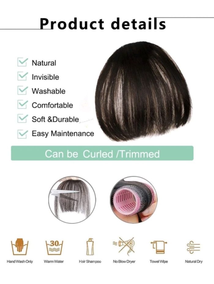 Bangs Hair Clip Slim Bangs Women's Wig Clip Air Bangs Hair Extensions (Black Brown) - Image 4
