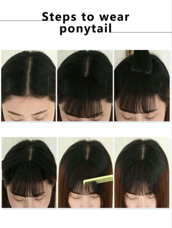 Bangs Hair Clip Slim Bangs Women's Wig Clip Air Bangs Hair Extensions (Black Brown) - Image 7