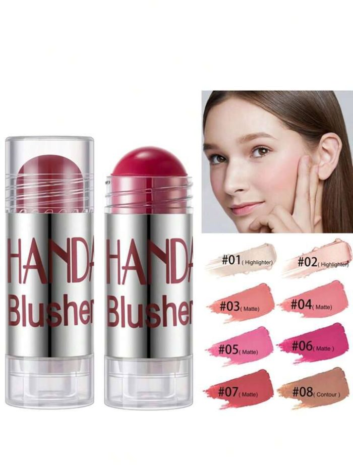 1Pc Highly Pigmented Blush Facial Cheek Blusher Contour Blush Wand Cream Blush Red - Image 5