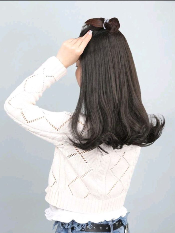 Clip In Short Curly Synthetic Hair Extension Black - Image 5
