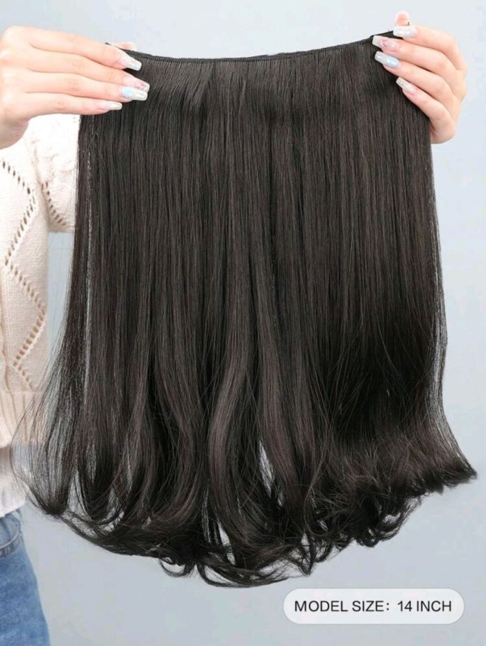 Clip In Short Curly Synthetic Hair Extension Black - Image 4