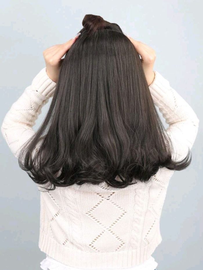 Clip In Short Curly Synthetic Hair Extension Black - Image 3