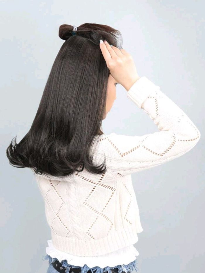 Clip In Short Curly Synthetic Hair Extension Black - Image 2