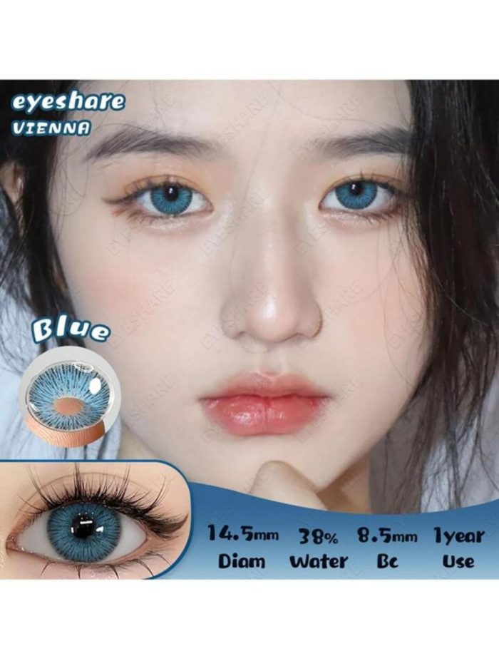 Eyeshare 1 Pair VIENNA Series Colored Contact Lenses Yearly Use 14.5mm Blue - Image 3