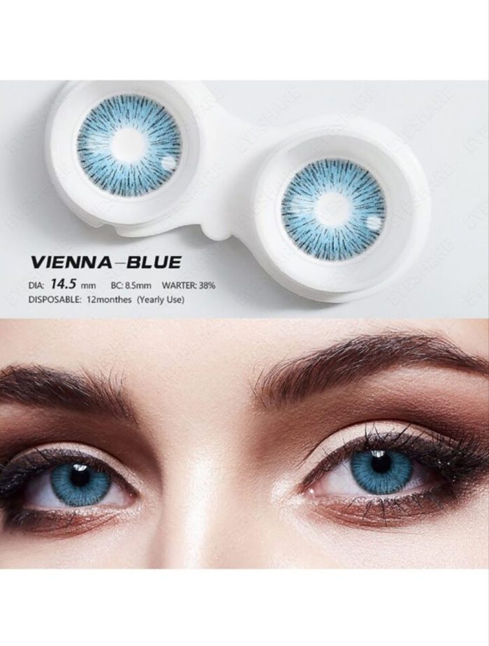 Eyeshare 1 Pair VIENNA Series Colored Contact Lenses Yearly Use 14.5mm Blue - Image 5