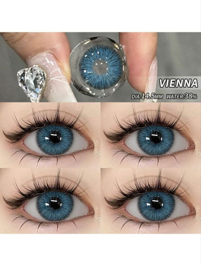 Eyeshare 1 Pair VIENNA Series Colored Contact Lenses Yearly Use 14.5mm Blue - Image 2