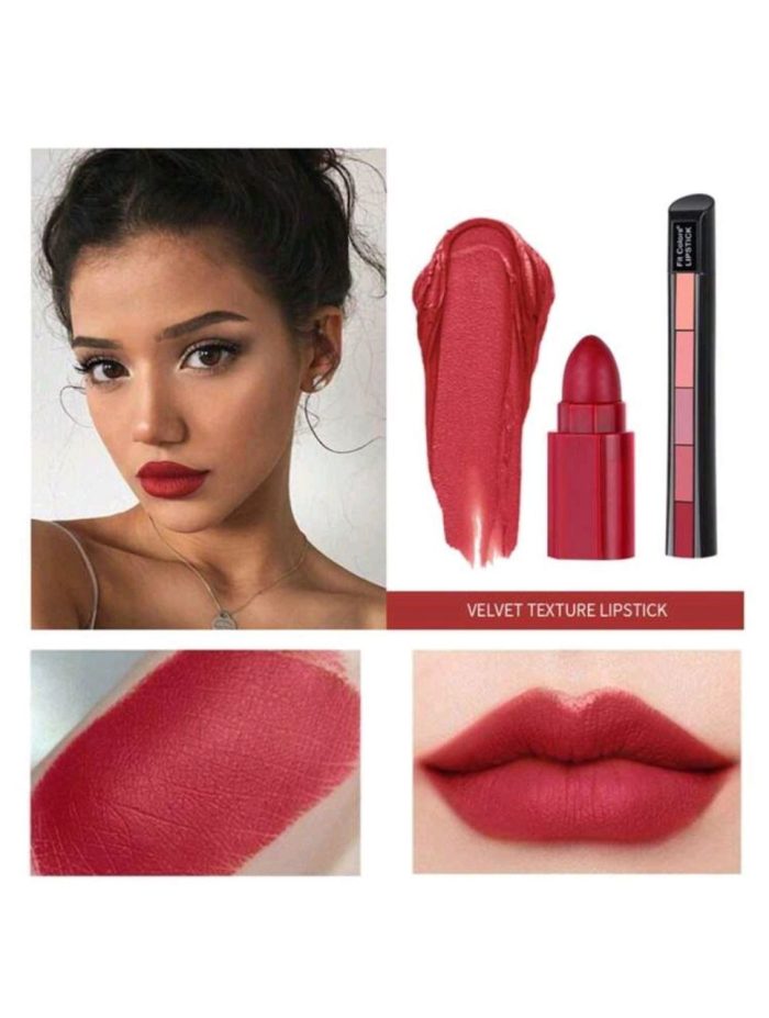 Fit Colors Matte 5 Colors Lipstick Set, Creative 5pcs Lipstick Case Nude Pink - Image 5